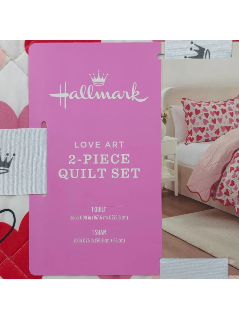 Hallmark Heart Strings Twin 2-Piece Quilt Set Valentines Day Love Heart